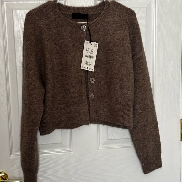 Zara Taupe Knit Cardigan - Picture 3 of 4